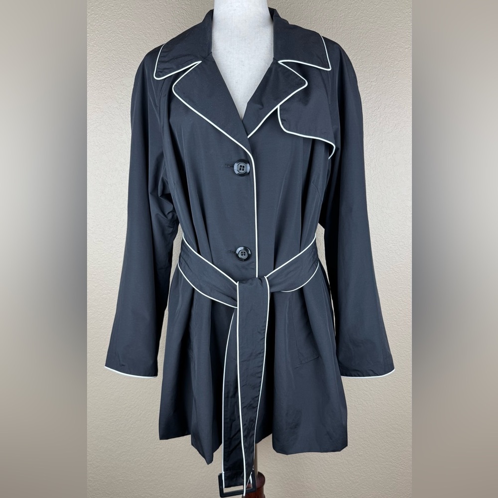 Style & Co. Woman Black Button Down Jacket with White Piping. Size- 16W